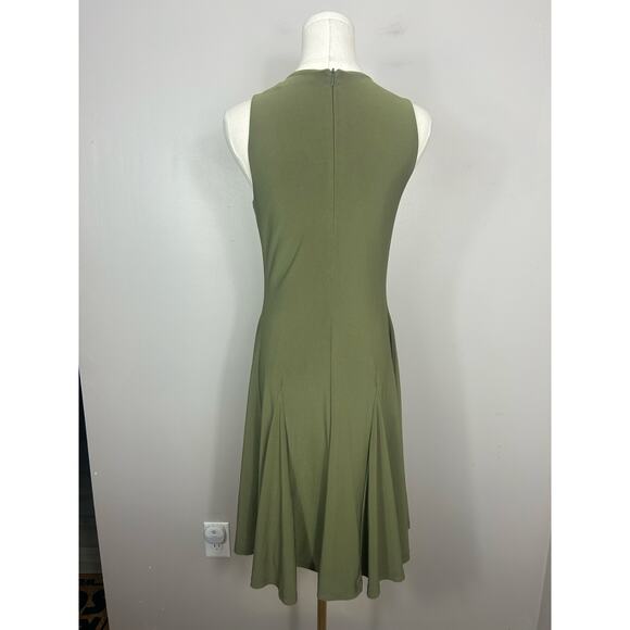 Lauren Ralph Lauren Jersey Fit and Flare Dress Olive Green Small Quiet Luxary - Picture 9 of 9